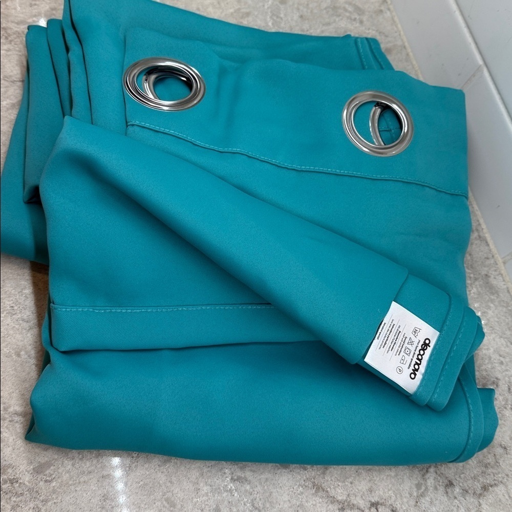 Teal Grommet Curtains 2 panels each 41x63in. Brand new polyester